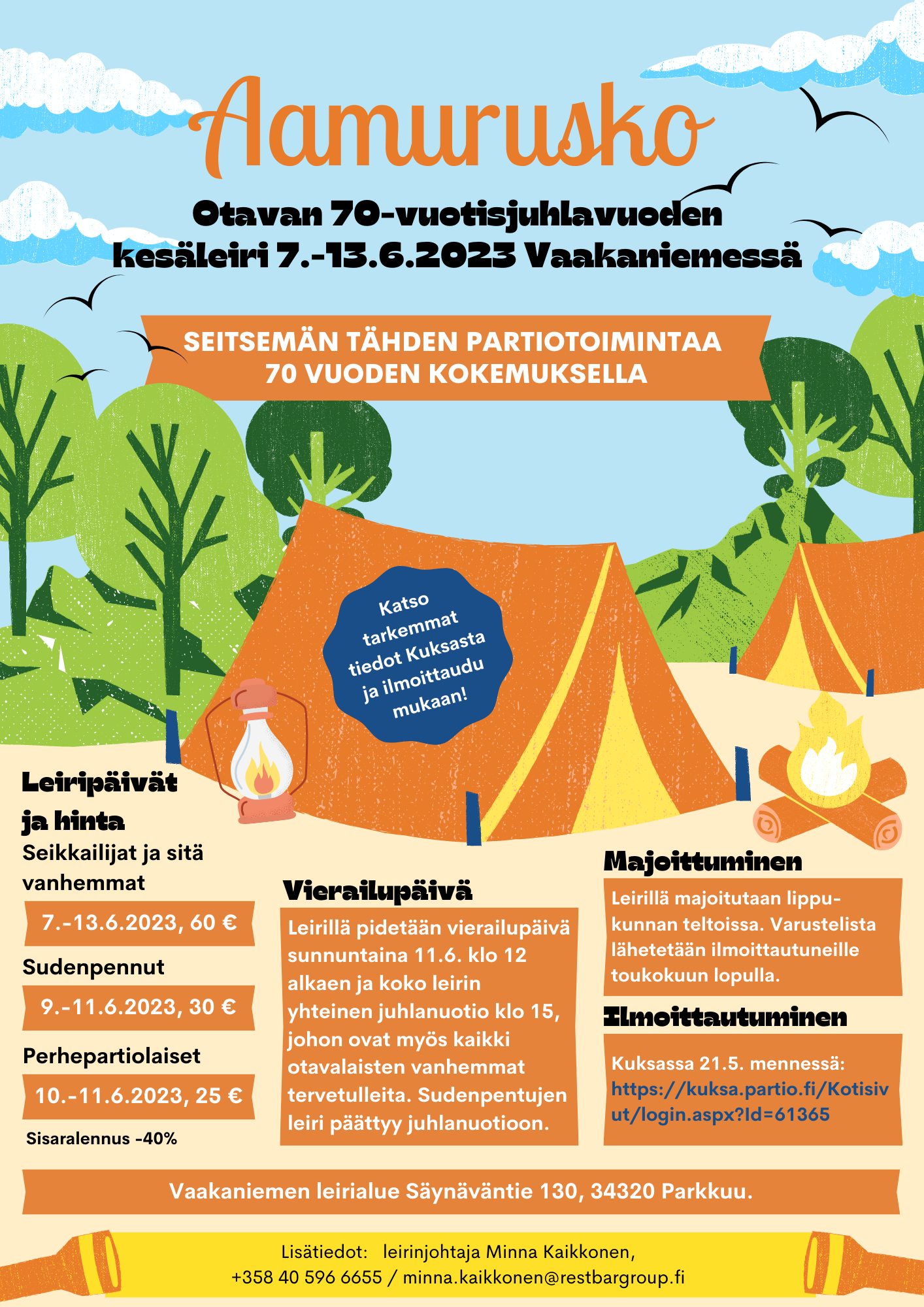Aamurusko-kesäleirin mainos